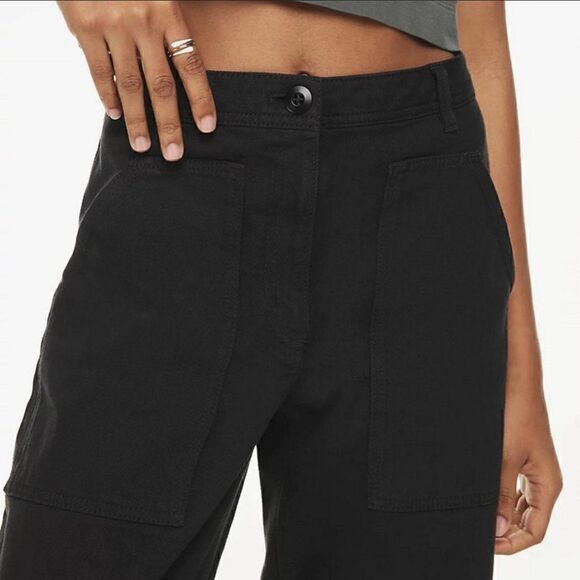 Aritzia Wilfred Free Black Modern Canvas Utility Straight Leg Pants Size 00 - Picture 2 of 9